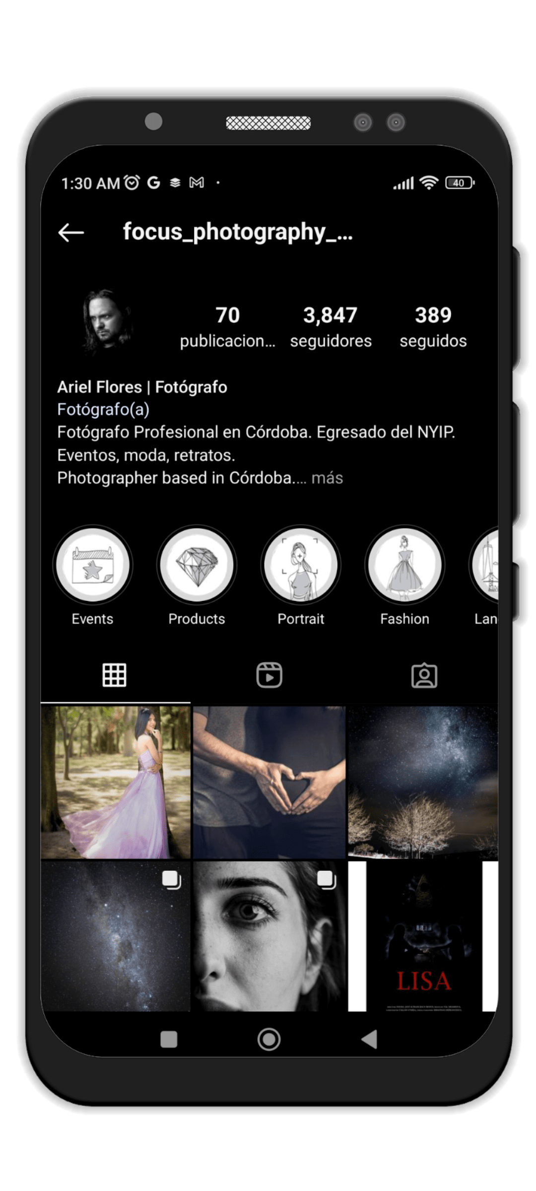 cuenta de instagram profesional